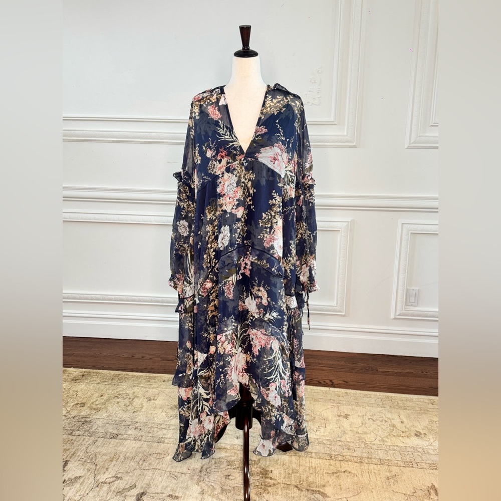 ASOS Navy Floral Asymmetrical Dress